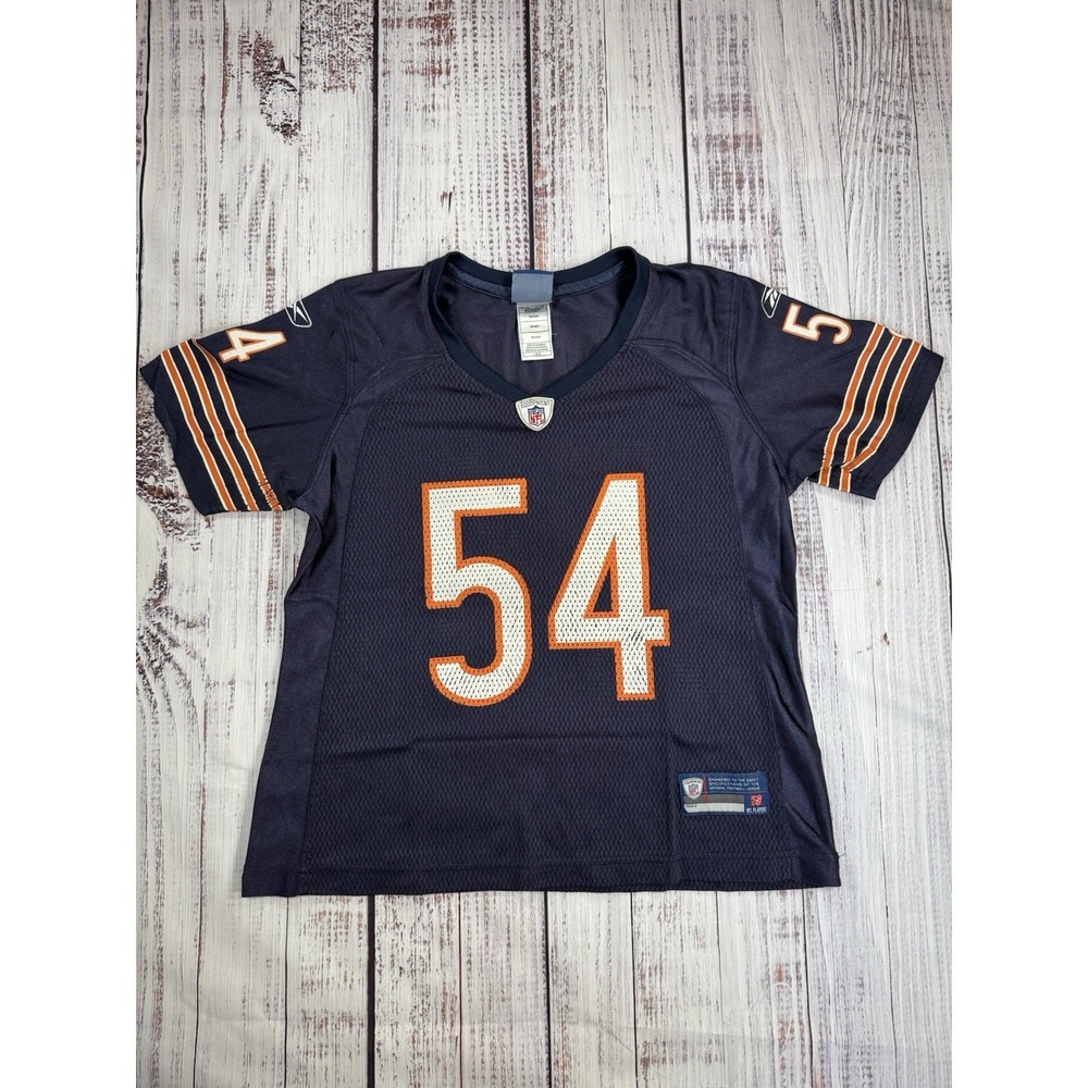 Vintage Chicago Bears Brian Urlacher Jersey Womens Large Blue Reebok On Field